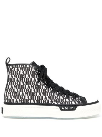 Shop AMIRI logo-print high-top sneakers with Express Delivery - FARFETCH