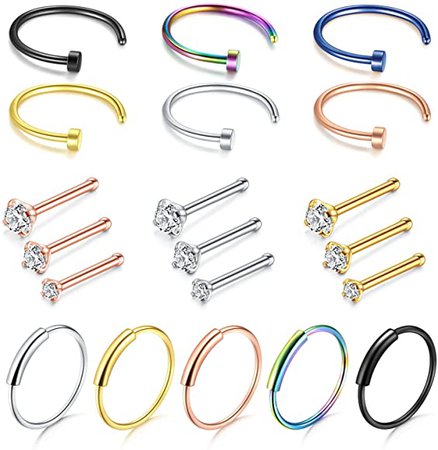 Amazon.com: D.Bella Nose Rings, 22G Nose Pin Studs 1.5mm 2mm 2.5mm Fake Nose Ring Ear Lip Hoop Jewelry, Rose Gold: Jewelry