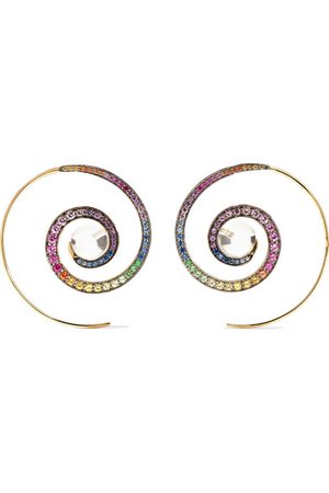 Noor Fares | 18-karat gray gold multi-stone earrings | NET-A-PORTER.COM