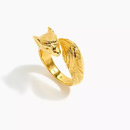 Demi-fine 14k gold-plated fox ring : Women jewelry | J.Crew