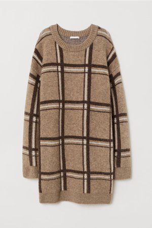Jacquard-knit Sweater - Camel/checked - Ladies | H&M US