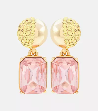 Crystal Embellished Drop Earrings in Multicoloured - Oscar De La Renta | Mytheresa