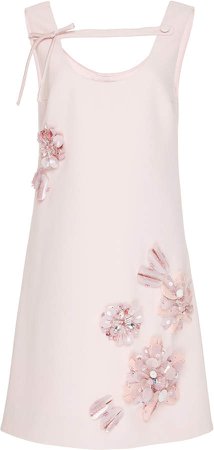Embroidered Crepe Cady Shift Dress