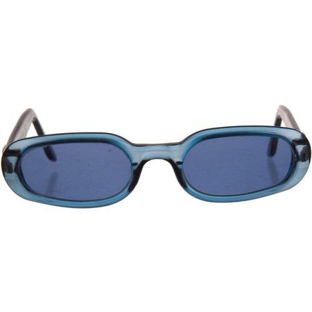 90s GUCCI Blue Y2K Sci Fi Small Oval Eye Vintage Designer Sunglasses ($160)