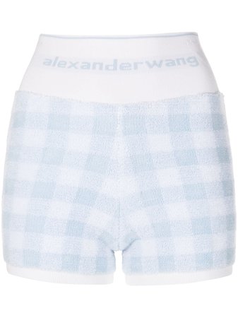 Shop blue & white alexanderwang.t gingham check-pattern shorts with Express Delivery - Farfetch