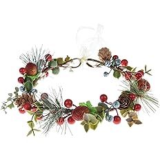 Amazon.com : MEMOVAN Christmas Flower Crown Christmas Red Berry Stems Spray Pine Cone Holly Stem Hair Wreath Floral Headpiece Halo Headband Winter Holiday Tiara for Women Girl Xmas Holiday Decoration : Beauty & Personal Care