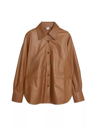 Leather Shirt - Light Brown - Shirts & blouses - ARKET GB
