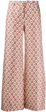 floral patterned flared trousers
