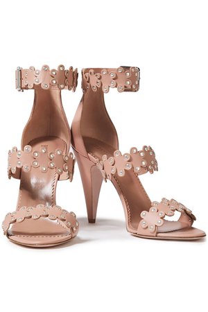 Antique rose Flower Puzzle studded leather sandals | Sale up to 70% off | THE OUTNET | RED(V) | THE OUTNET