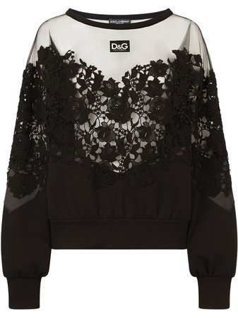 Shop Dolce & Gabbana lace-appliqué jumper with Express Delivery - FARFETCH