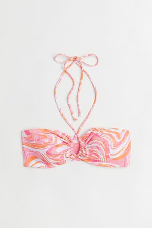 Padded Bandeau Bikini Top Pink/patterned - H&M