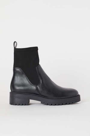 Boots with Soft Leg Section - Black