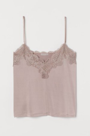 Top with Lace - Powder pink - Ladies | H&M US