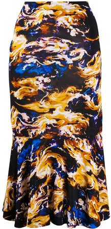 abstract print high-waisted skirt
