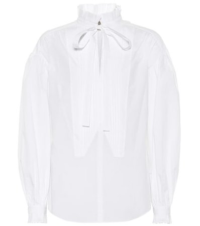 Tie-neck cotton blouse