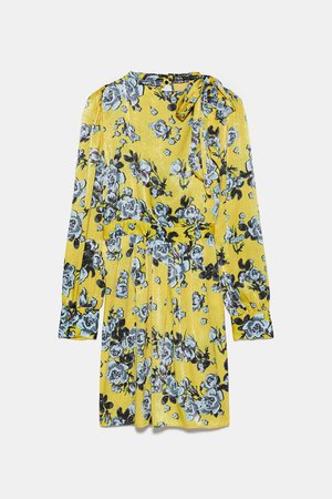 FLORAL PRINT DRESS WITH TIE - Printed Dresses-DRESSES-WOMAN | ZARA United States
