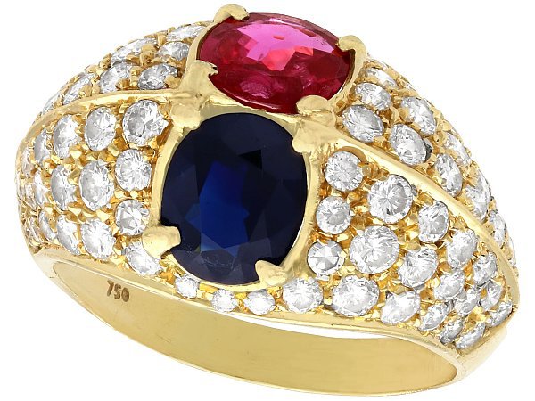 Ruby and Blue Sapphire Ring | Cocktail Rings for Sale | AC Silver