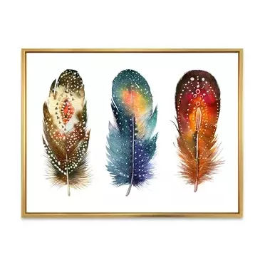 Designart 'Inspiring Quote With Boho Feathers' Bohemian & Eclectic Framed Canvas Wall Art Print - Walmart.com