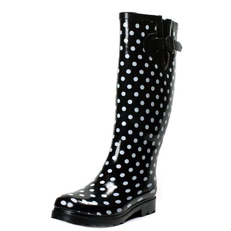 Own Shoe - Ownshoe Women Rubber Polka Dots Mid Calf Wellies Color Dots Rainboots - Walmart.com - Walmart.com