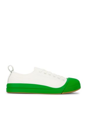 Bottega Veneta Vulcan Low Top Sneaker in Optic White & Parakeet | FWRD