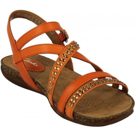 Clarks Autumn Peace Orange Leather Sandals 26123797 | Official Stockist | Marshall Shoes Est 1895