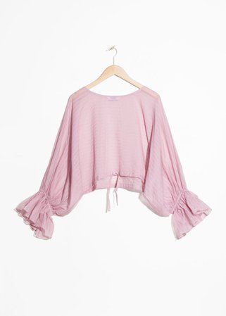 Cropped Bell Sleeve Blouse - Pink - Blouses - & Other Stories