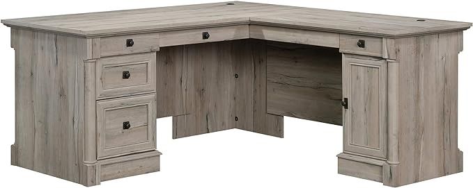 Amazon.com: Sauder Palladia L-Shaped Desk, L: 68.74" x W: 65.12" x H: 29.61", Split Oak finish : Home & Kitchen