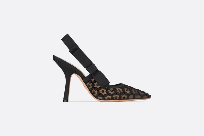 Black Floral Sweet-D Slingback Embroidered Tulle Pump - Shoes - Women's Fashion | DIOR