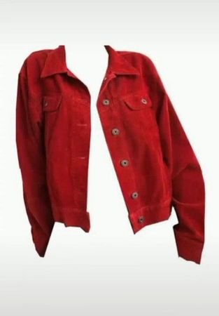 Red denim jacket