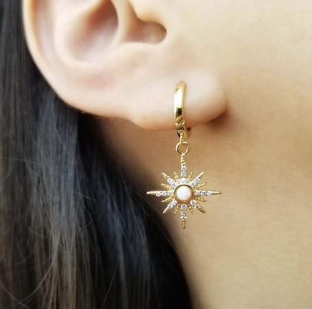 Star Opal Huggie Earrings