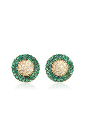 18k Yellow Gold Diamond And Emerald Earrings By Jamie Wolf | Moda Operandi