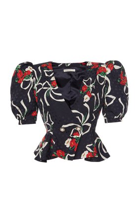 Floral Double-Breasted Silk Jacket By Alessandra Rich | Moda Operandi