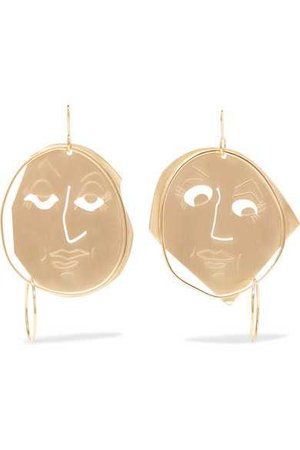 JW Anderson | Moon Face gold-plated earrings | NET-A-PORTER.COM