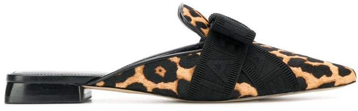 leopard print bow loafers