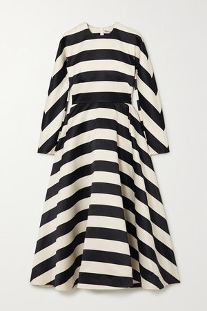 Cruz Striped Satin Dress - Black