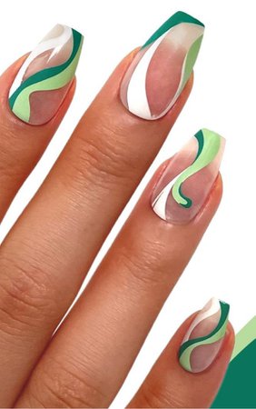 Green Swirl nails