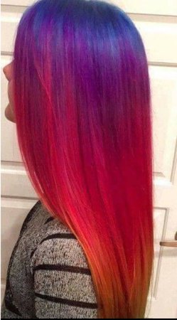 rainbow ombré long hair