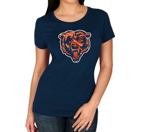women's dark blue and orange graphic t-shirt