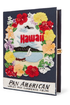 Olympia Le-Tan | Pochette en toile à broderies et à appliqués Hawaii Pan American | NET-A-PORTER.COM