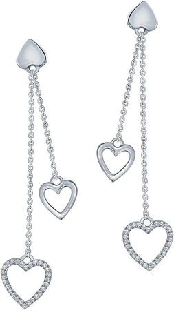 1/10 ct Round White Natural Diamond Sterling Silver Heart Lariat Dangle Long Drop Earring For Womens Teens : Amazon.ca: Clothing, Shoes & Accessories