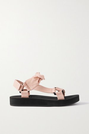 Maisie Bow-embellished Canvas Sandals - Baby pink