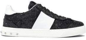 Flycrew Studded Glittered Leather Sneakers