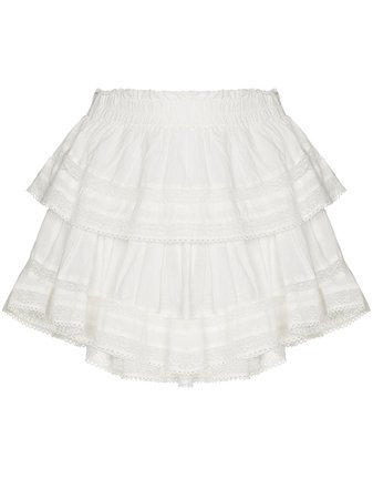 LoveShackFancy lace-trim Cotton Miniskirt - Farfetch