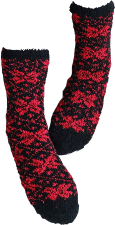 red and black fluffy socks