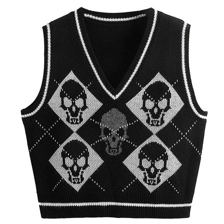 Skull Sweater Vest - Cherryourshop