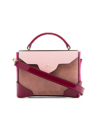 Manu Atelier Cameo Rose and Fuchsia Pink Combo Leather Shoulder Bag