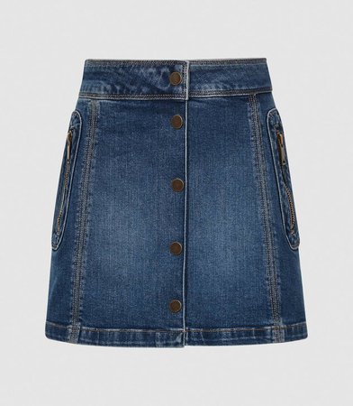 Kaleigh Mid Blue Denim Mini Skirt – REISS