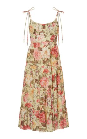 Honour Floral-Print Linen Midi Dress by Zimmermann | Moda Operandi