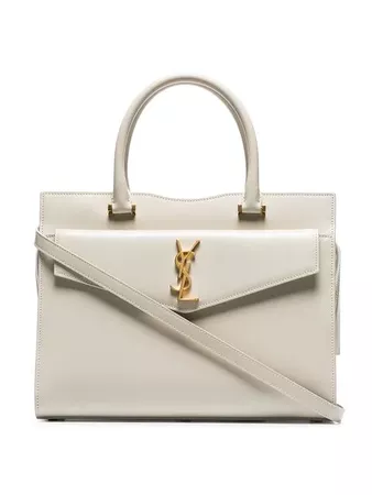 Saint Laurent Cream Uptown Small Leather Tote Bag - Farfetch