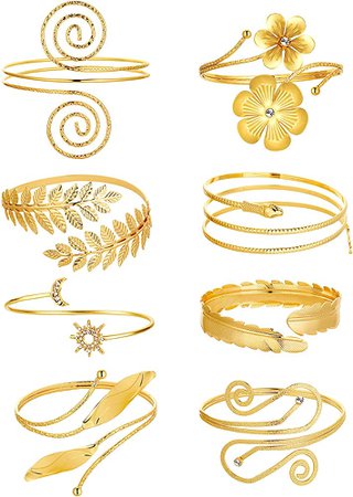 Amazon.com: TOBENY 8PC Arm Bracelet for Women Teen Girls Gold Silver Cuff Bracelets Mental Open Upper Arm Bangle Bracelet Simple Adjustable Armband Set: Clothing, Shoes & Jewelry